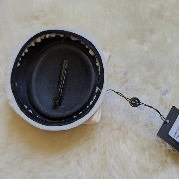 NWT Vintage Style Fascinator Hat, Ivory Bridal with Veil COLLECTIF - Picture 5 of 7